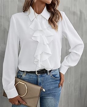 トップス Gajess Ribbon Blouse White Women Bow Tie Neck Long Sleeve Business Office Work OL Shirt